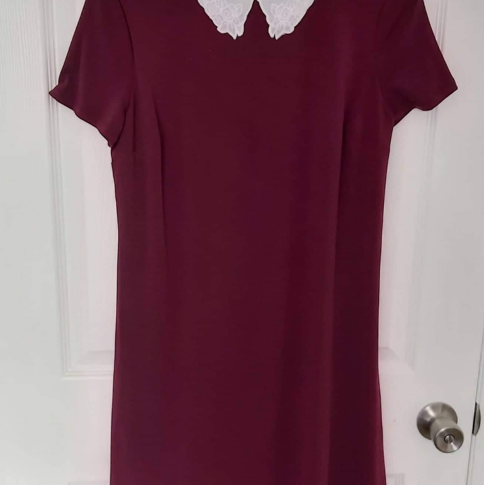 A Maroon mid-length dress